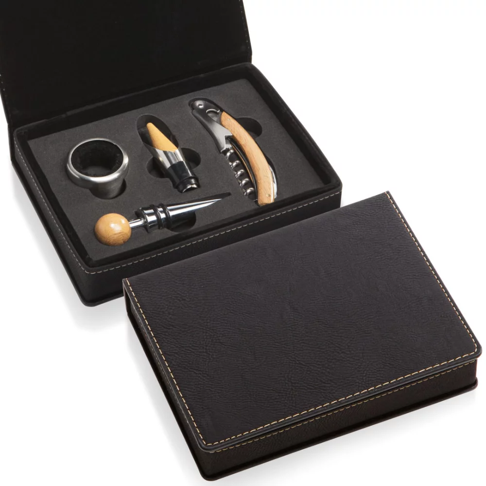 Norene Wine Accessory Set - 4pc Black/Gold