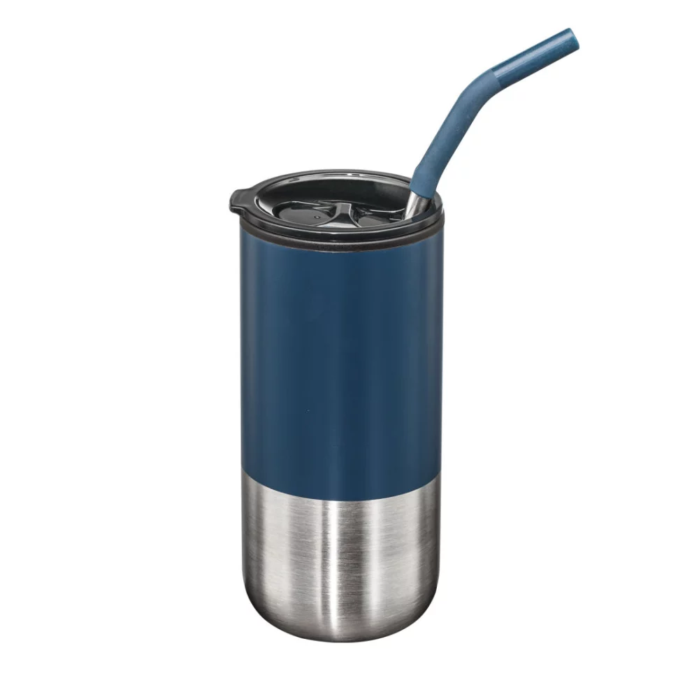 Bondi Double Wall SS Tumbler w/Straw -18oz Blue