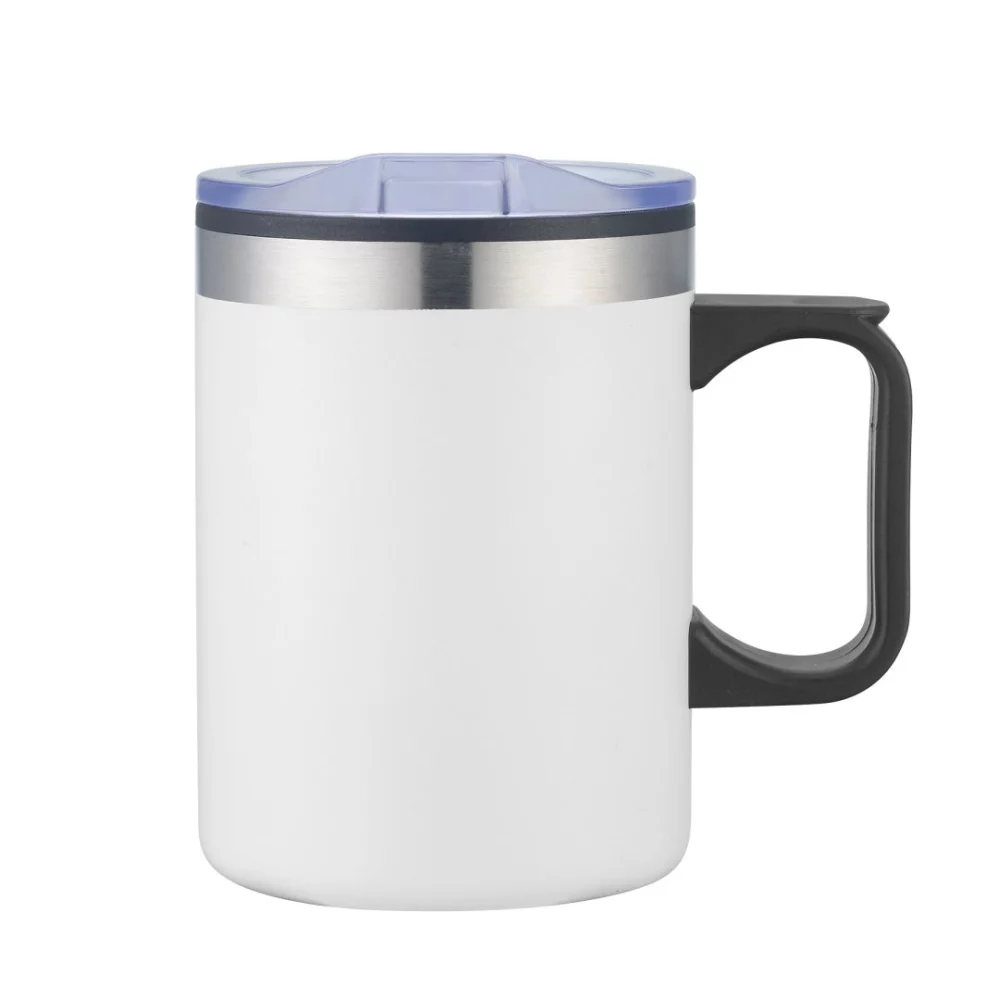 Lou Double Wall Mug w/handle - 14oz Matte White