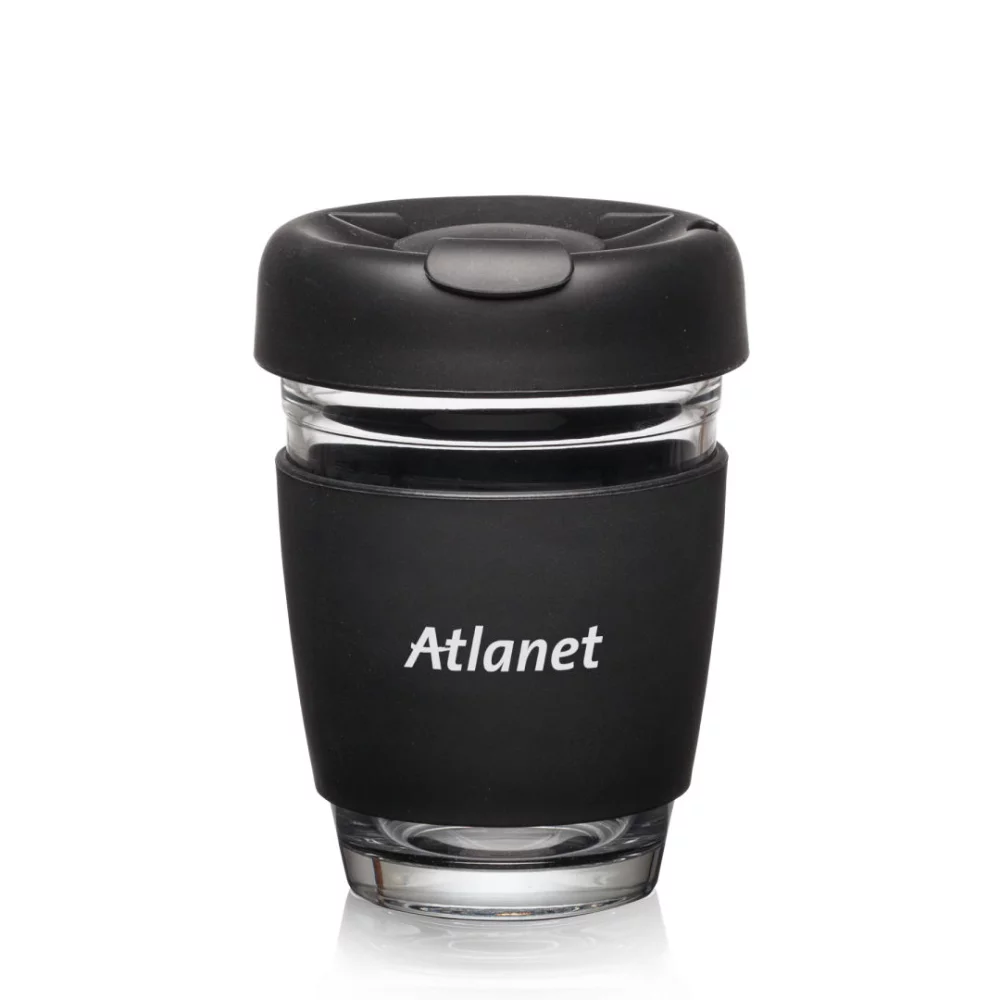 Verre à boire en borosilicate Retiro avec couvercle en silicone - 8 oz noir