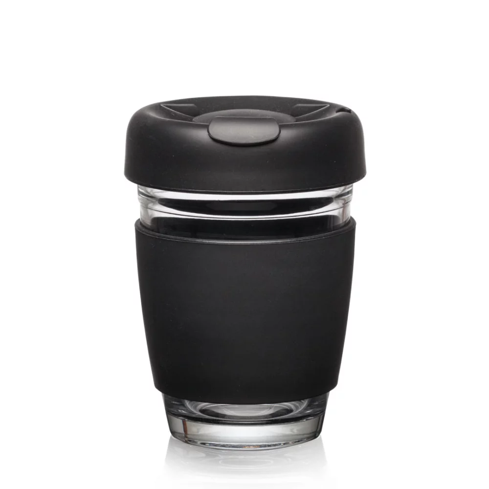 Retiro Borosilicate Glass Tumbler w/Silicone Lid - 8oz Black