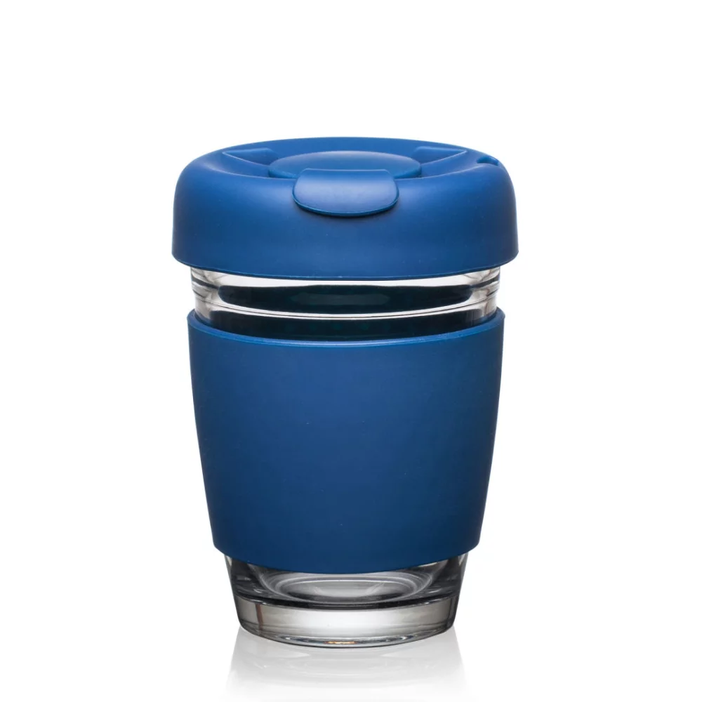 Retiro Borosilicate Glass Tumbler w/Silicone Lid - 8oz Blue