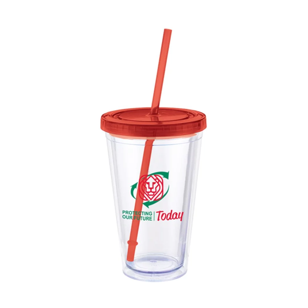 The Colors Acrylic Tumbler w/Straw - 16oz Red