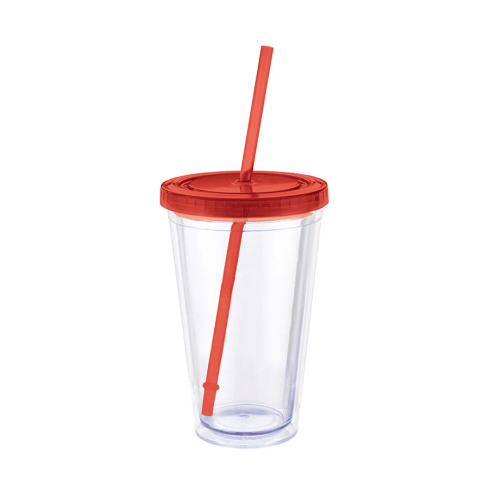 The Colors Acrylic Tumbler w/Straw - 16oz Red