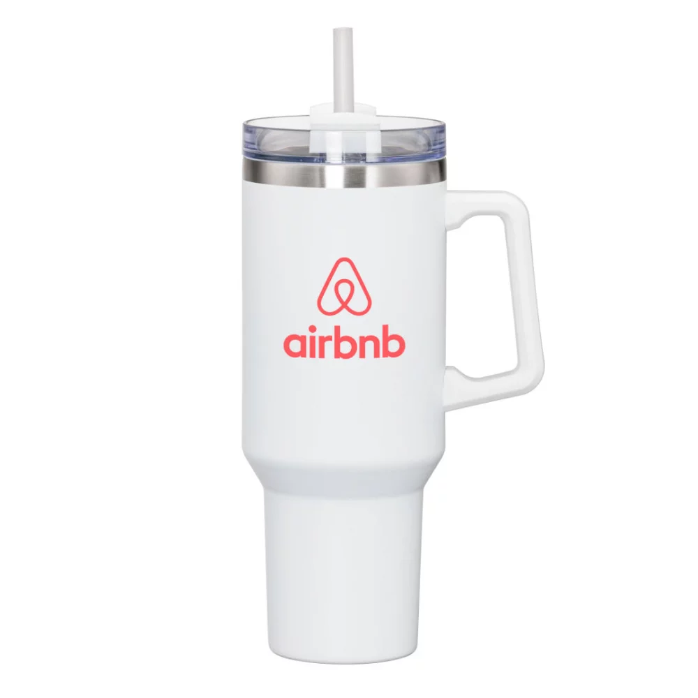 Makena Handle Travel Mug w/Straw 40oz - White