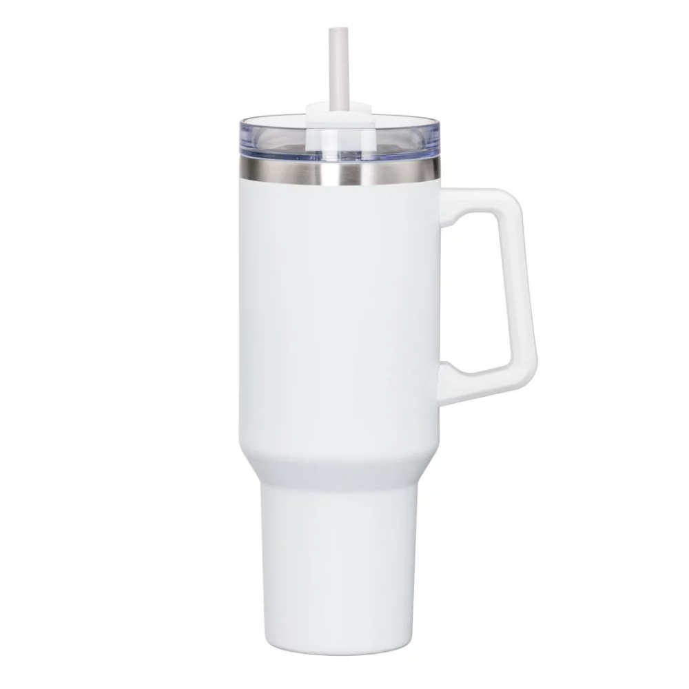 Makena Handle Travel Mug w/Straw 40oz - White
