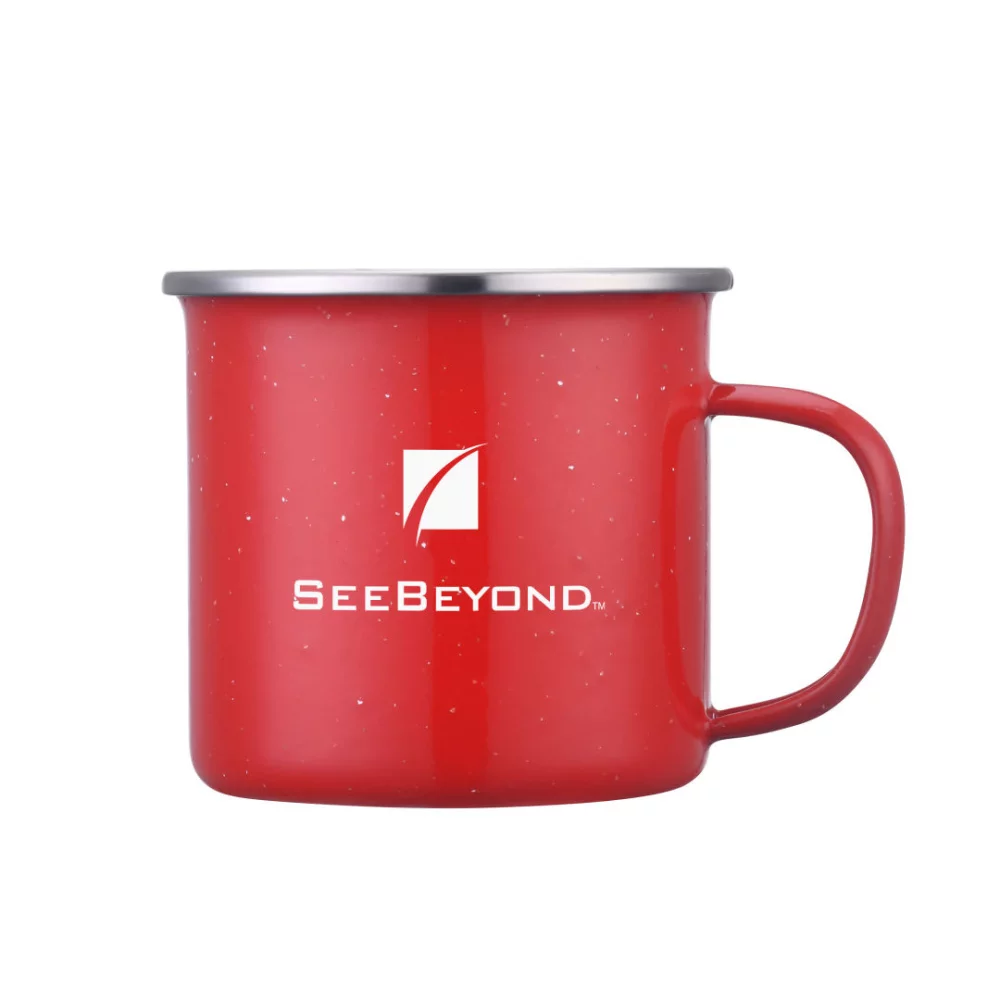 Wren Enamel Mug w/SS Rim - 16oz Red