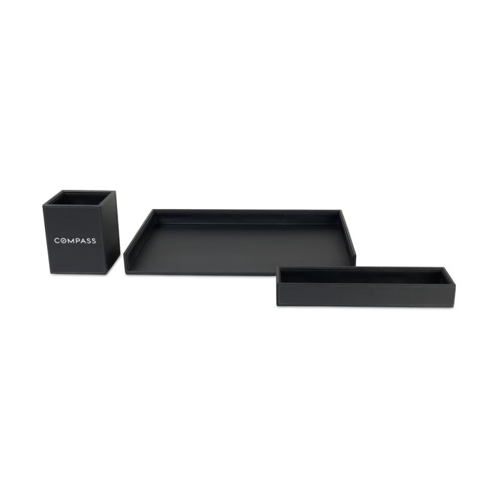 Easton 3 Piece Desktop Organizer Set - Black