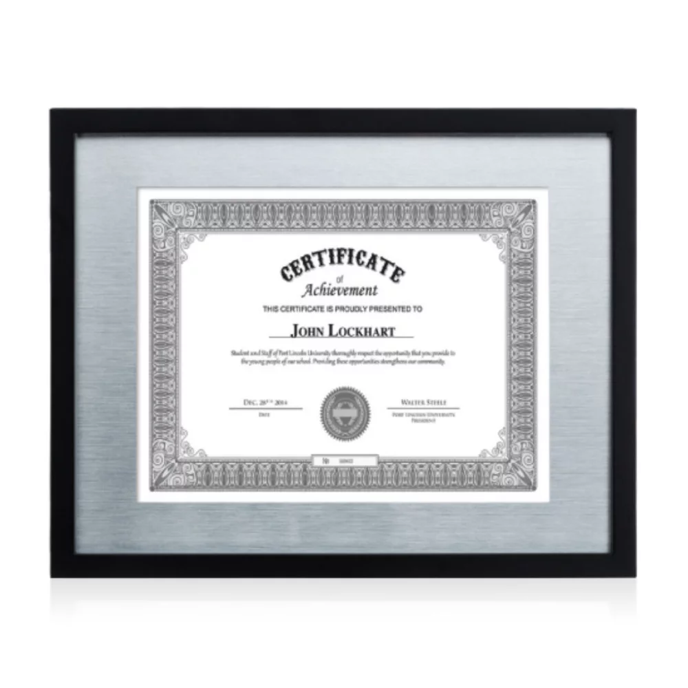 Cady Cert Frame - Black/Aluminum 8½"x11"