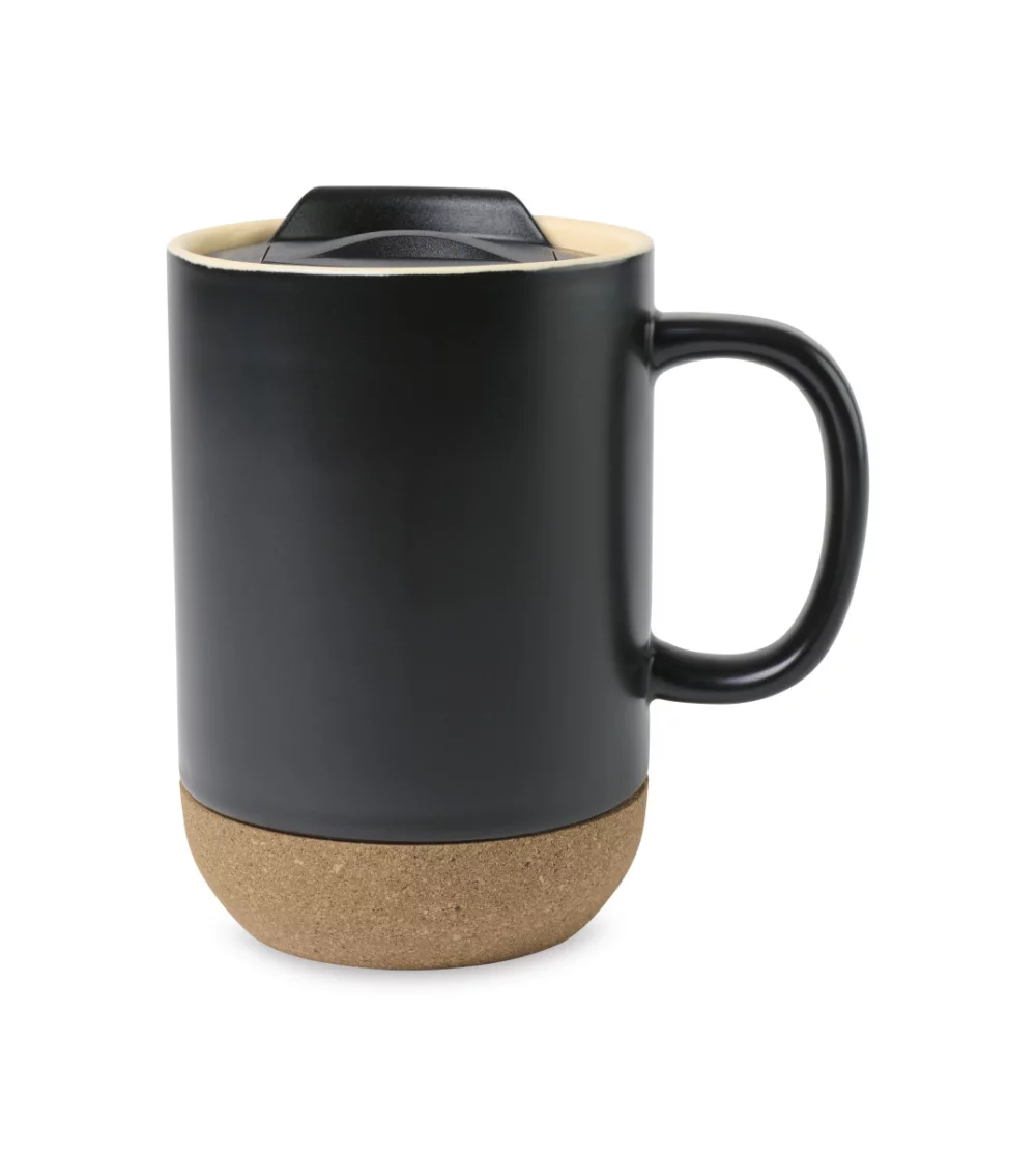 Valo Ceramic Lidded Mug - 14 Oz. - Black