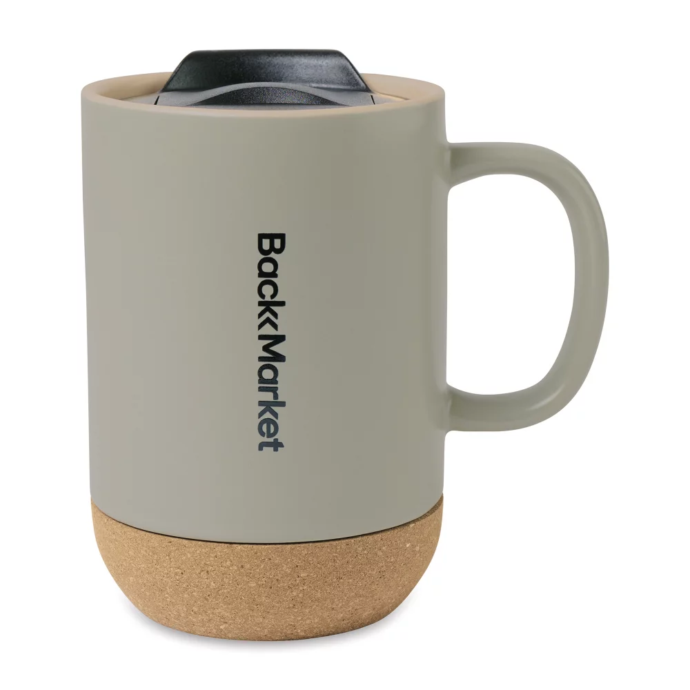 Tasse à couvercle en céramique Valo - 14 oz - Gris sauge