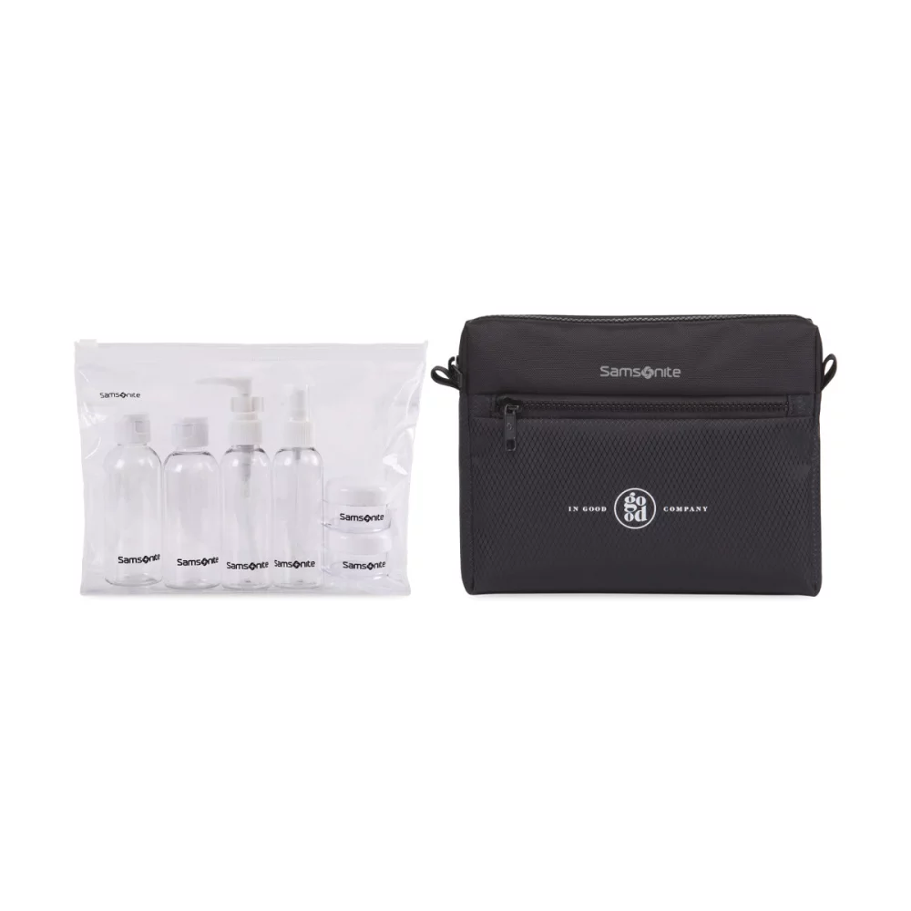 Pochette zippée Samsonite et ensemble de 6 bouteilles de voyage - Noir