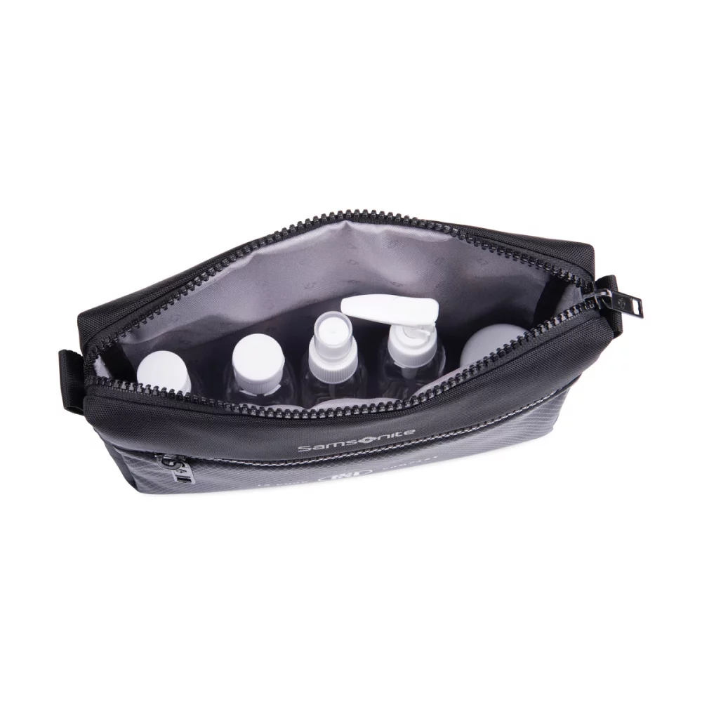 Samsonite Ascentra Carry-on Spinner and 6 Piece Travel Bottle Set - Black