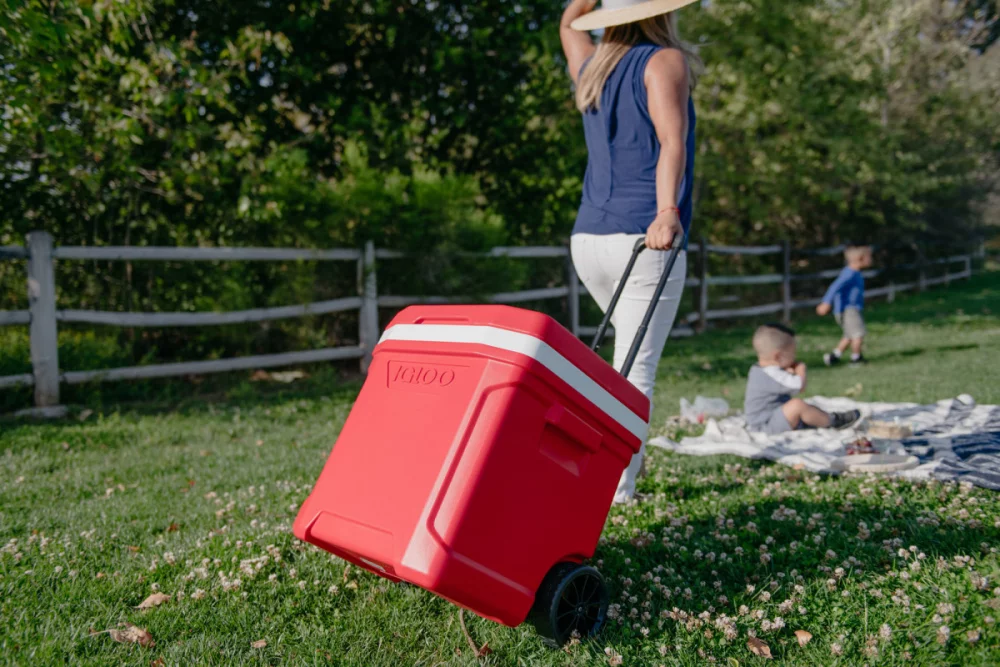 Igloo® Profile II 28 Qt Roller Cooler - White-Red Star
