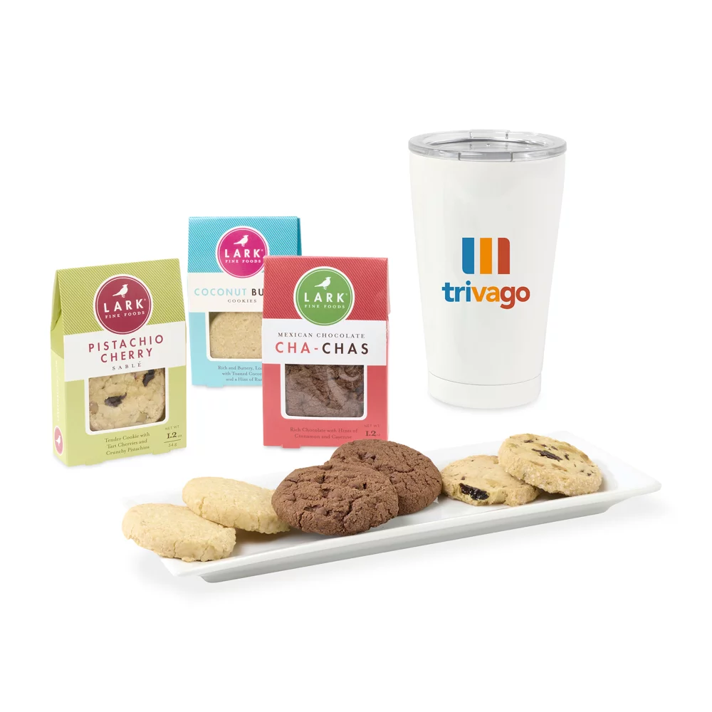 All Is Bright Lark Cookies & Tumbler Gift Box - White Opaque Gloss