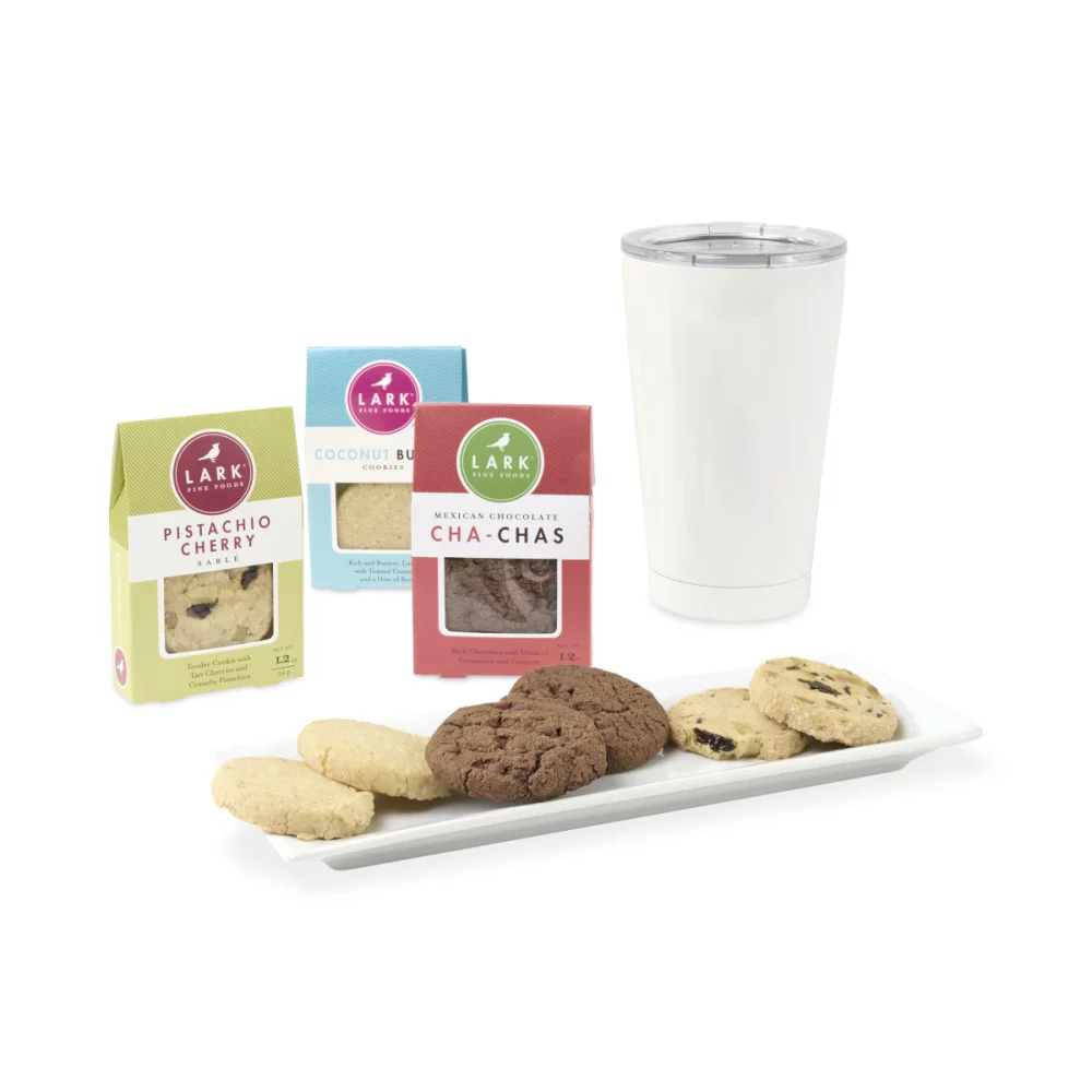 All Is Bright Lark Cookies & Tumbler Gift Box - White Opaque Gloss