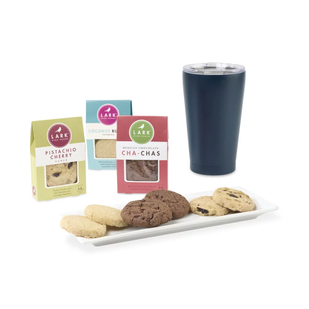 All Is Bright Lark Cookies & Tumbler Gift Box - Matte Navy
