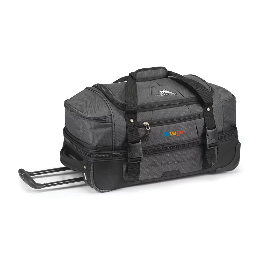 High Sierra® Fairlead 22" Drop Bottom Wheeled Duffel - Mercury-Black