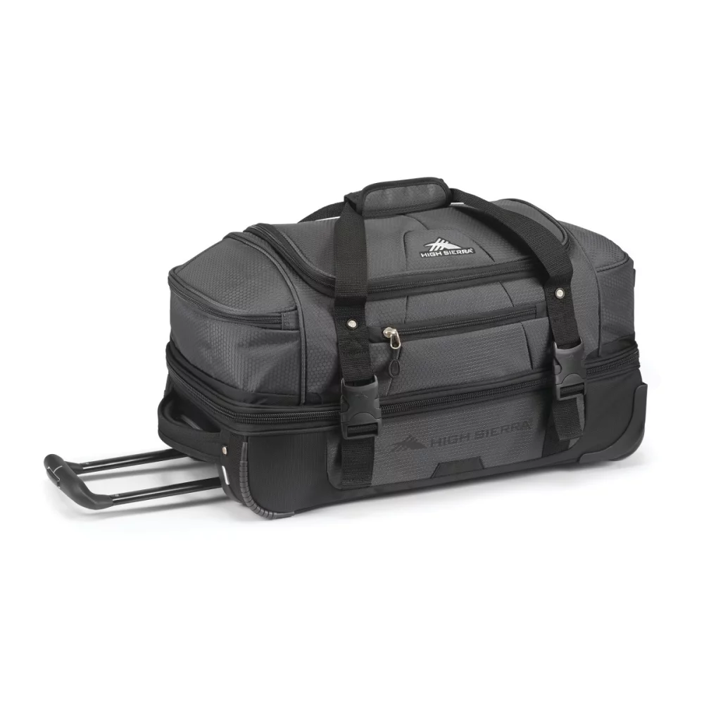 High Sierra® Fairlead 22" Drop Bottom Wheeled Duffel - Mercury-Black