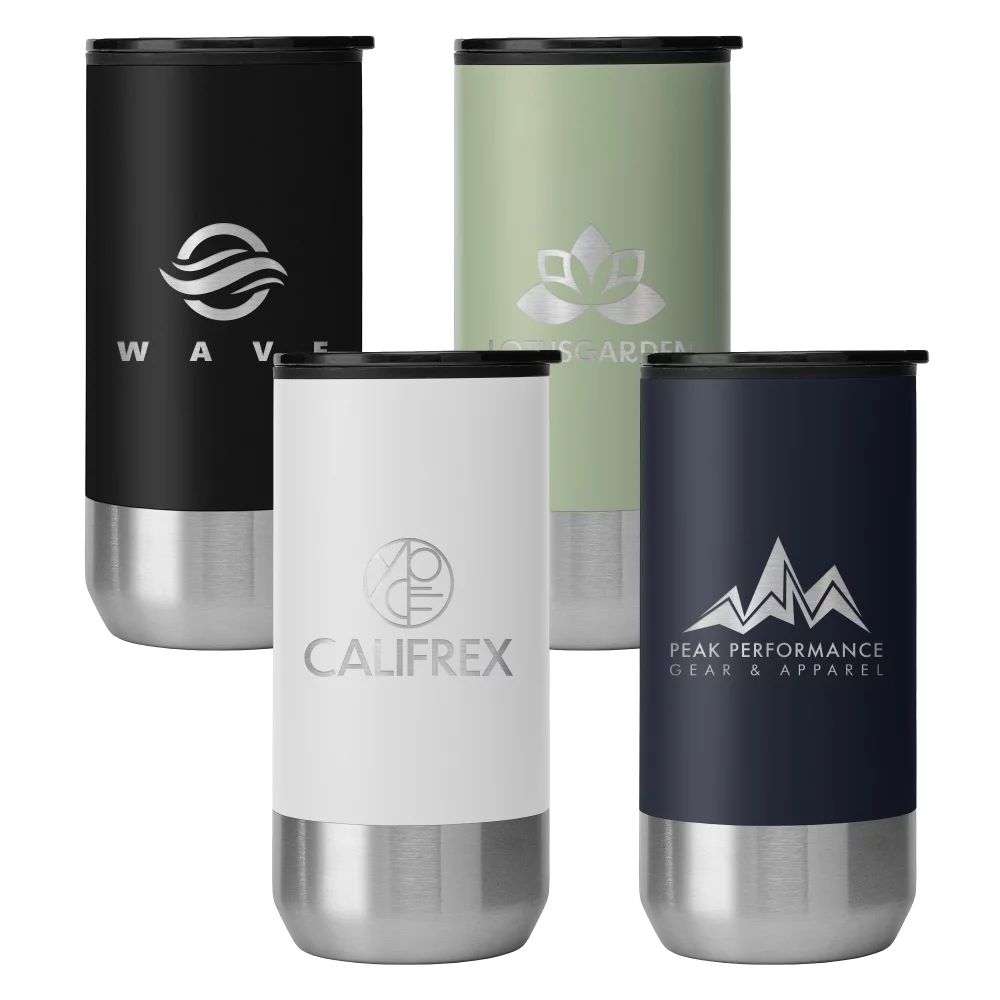 Atlantis - Gobelet à double paroi de 16 oz - Acier inoxydable avec intérieur en RPP recyclé - Laser