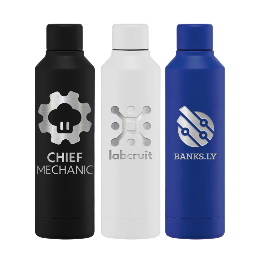 Olympus - Bouteille en acier inoxydable double paroi de 17 oz avec doublure en cuivre et couvercle à vis - Laser