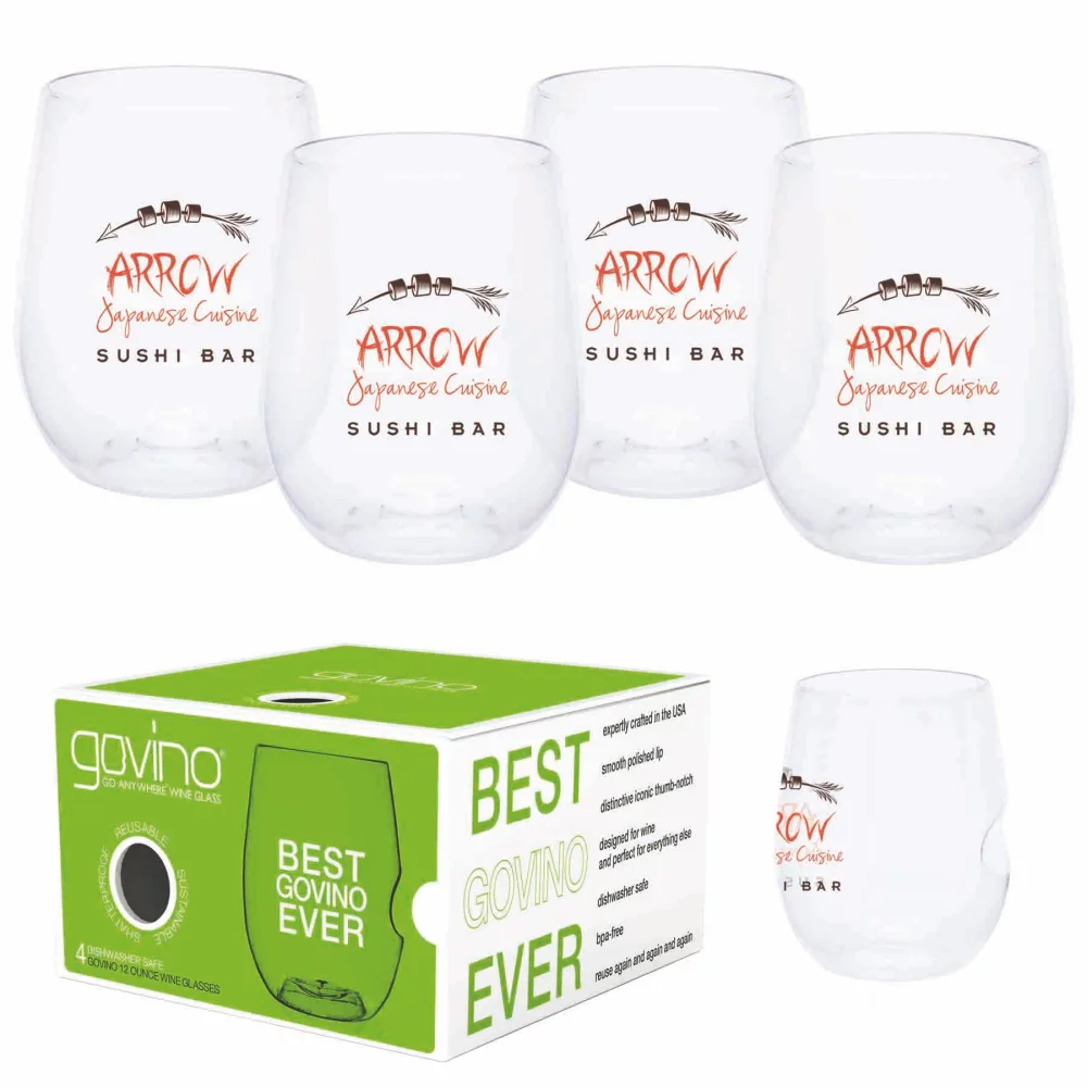 Verres à vin/coupe Govino® de 12 oz, pack de 4, lavables au lave-vaisselle.