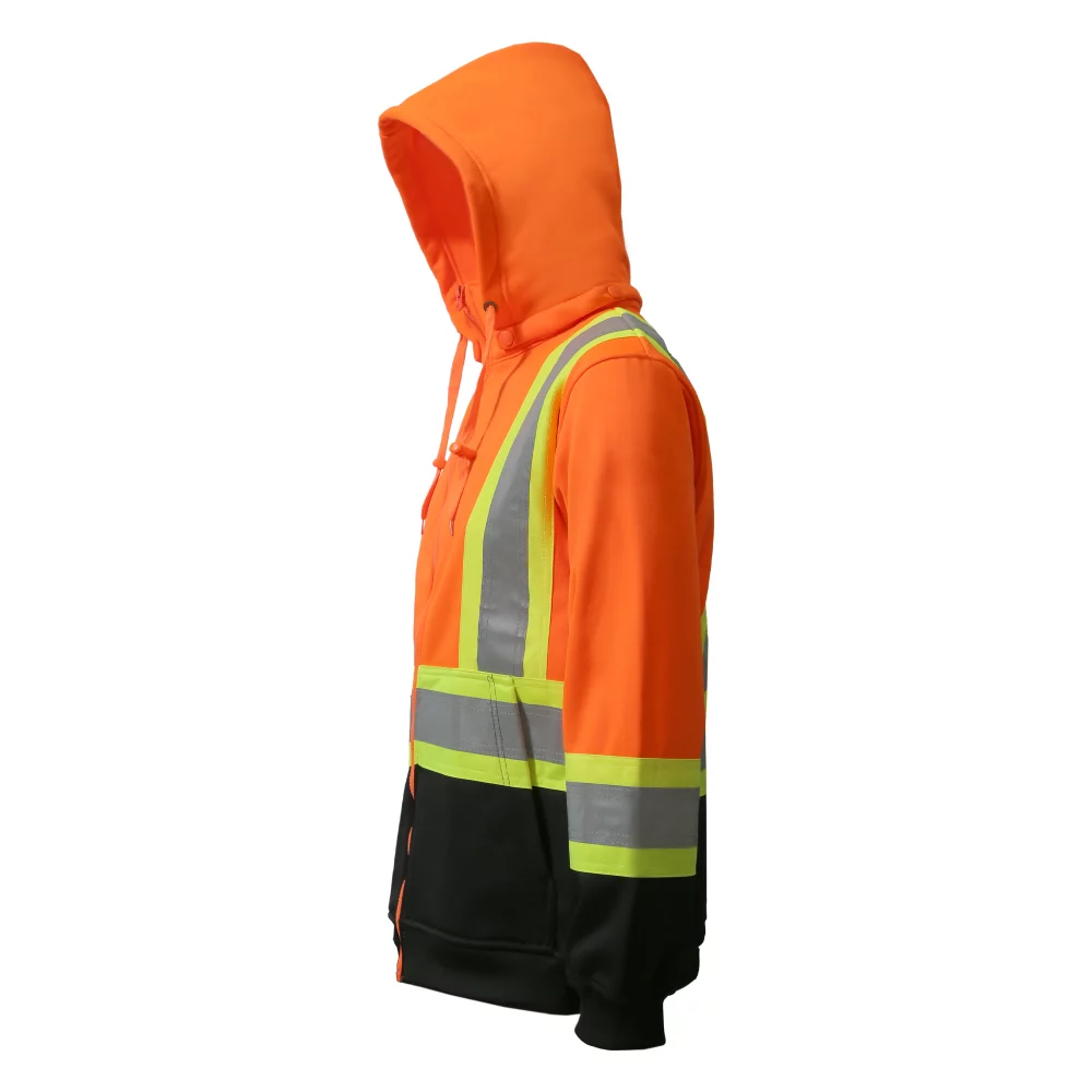 Hooded Polyester Jacket with Reflective Stripes