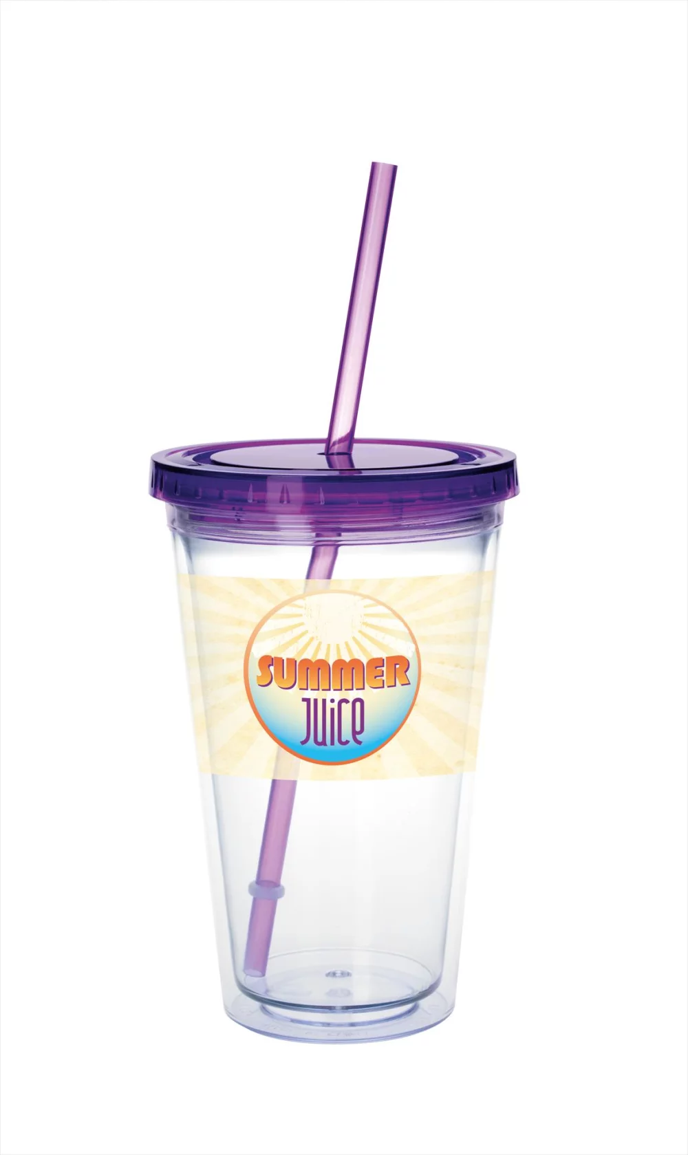 Gobelet transparent avec couvercle coloré - 18 oz.