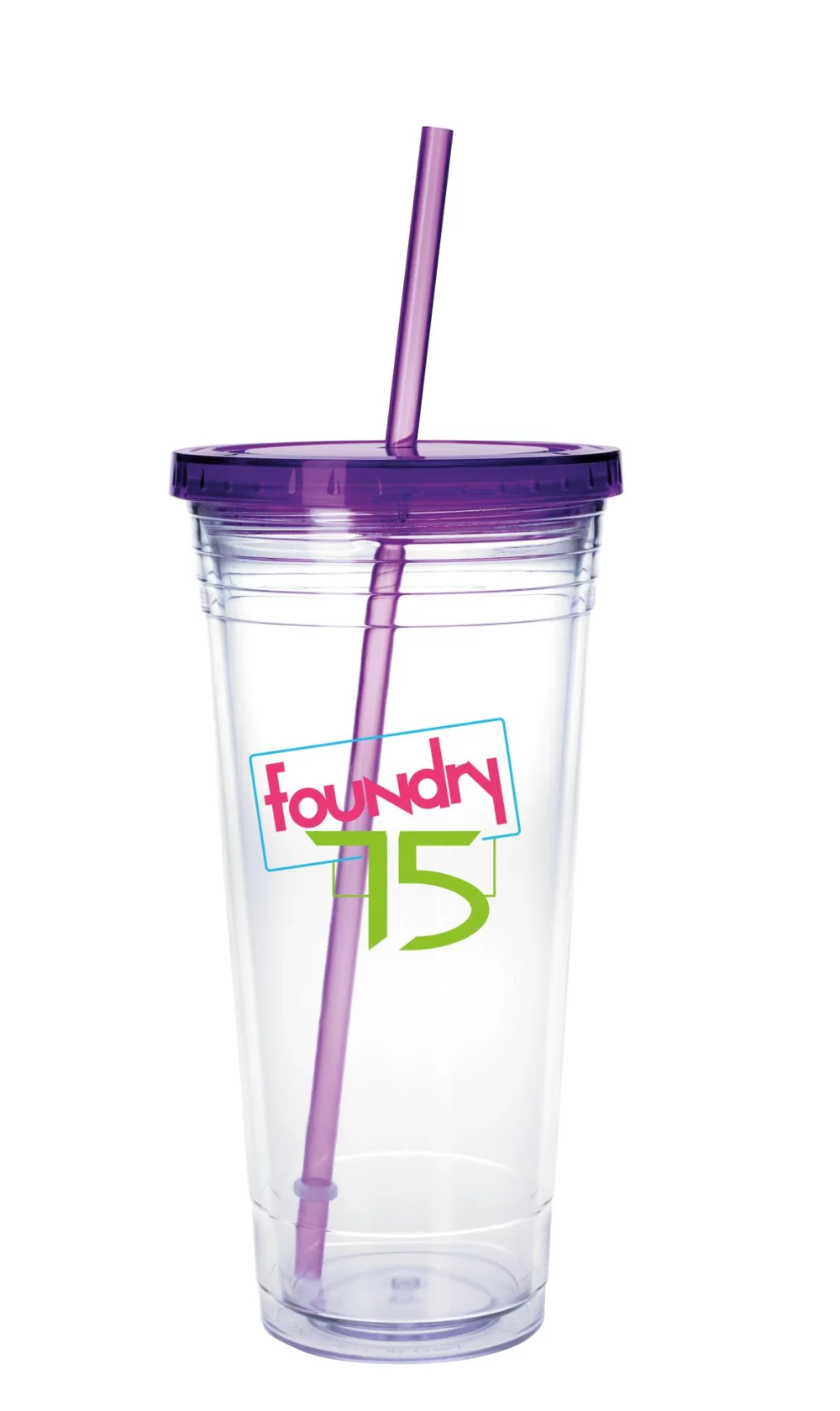 Gobelet transparent avec couvercle coloré - 24 oz.
