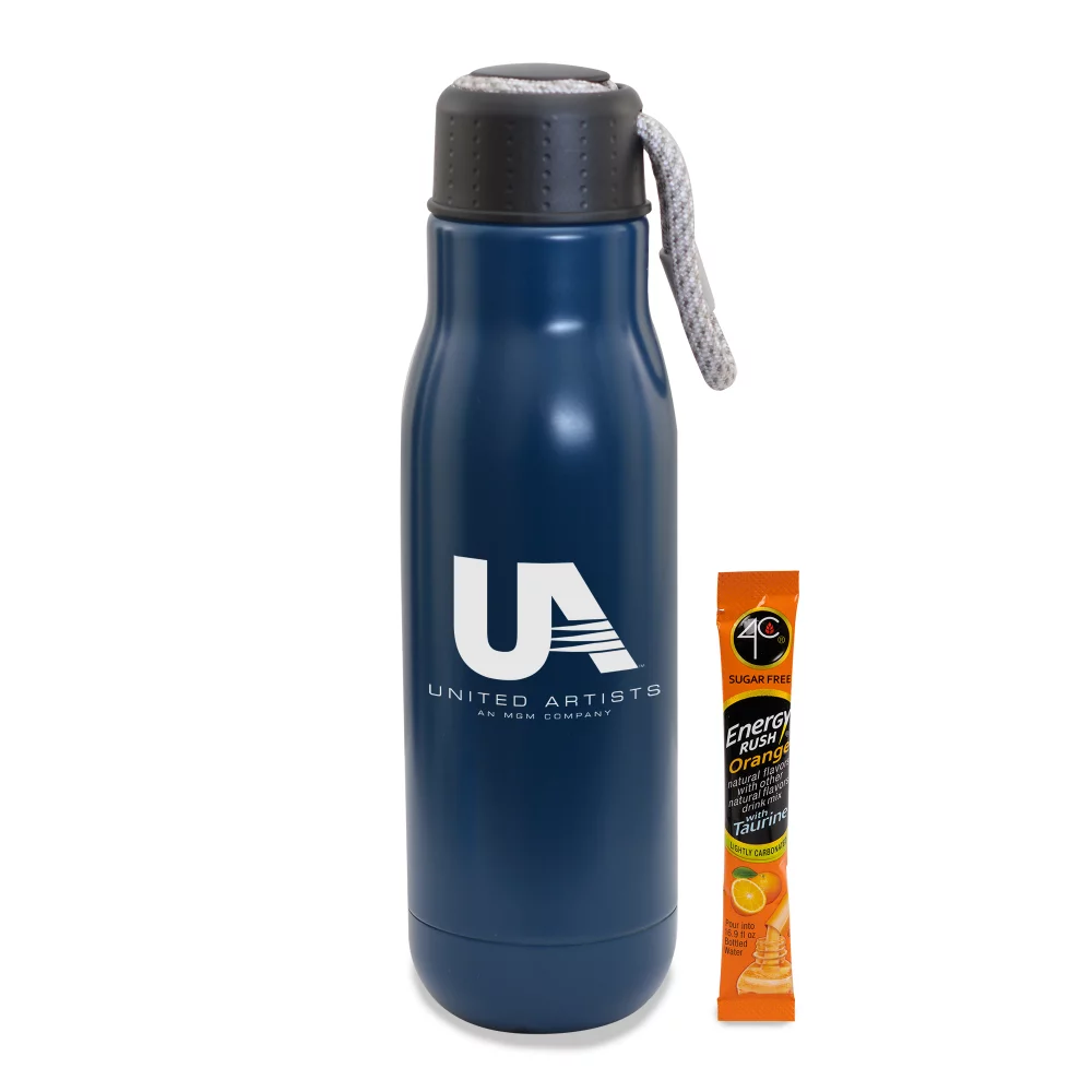 16 Oz. Matte Bottle W/ Bungee Lid And Energy Mix