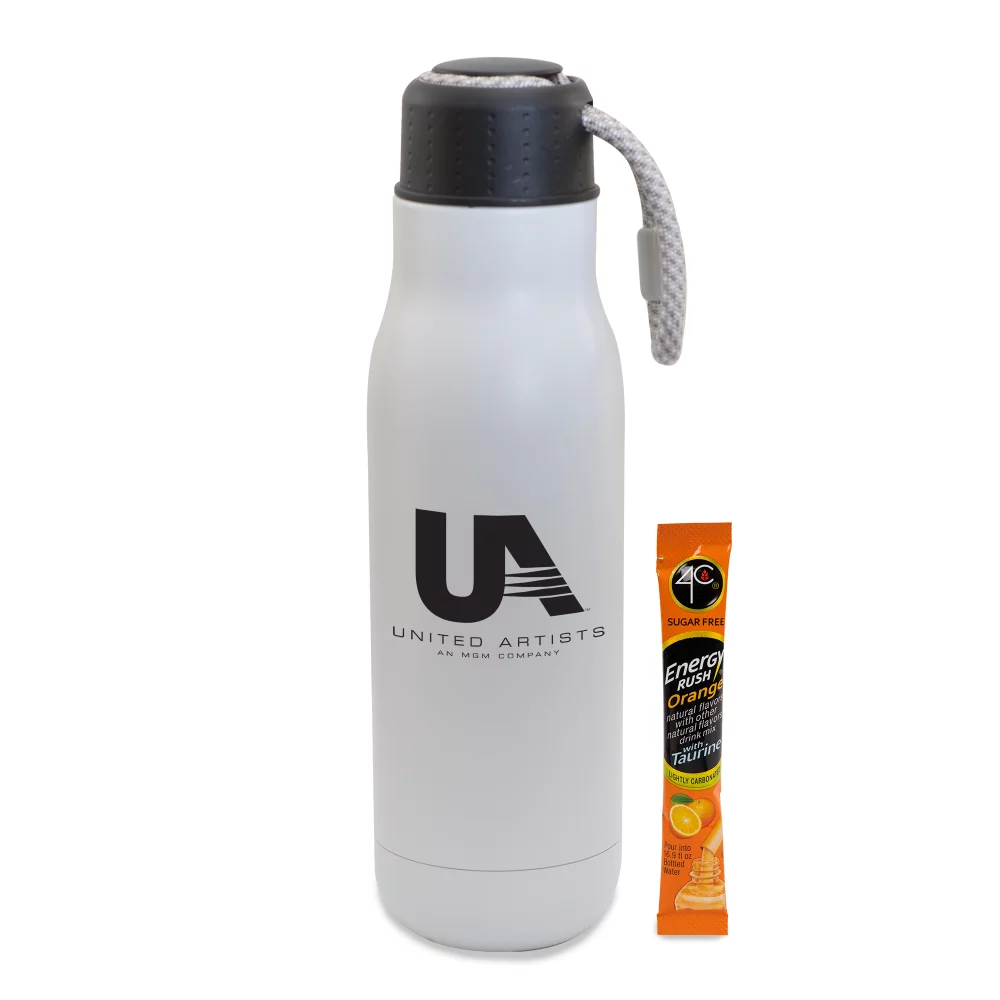 16 Oz. Matte Bottle W/ Bungee Lid And Energy Mix