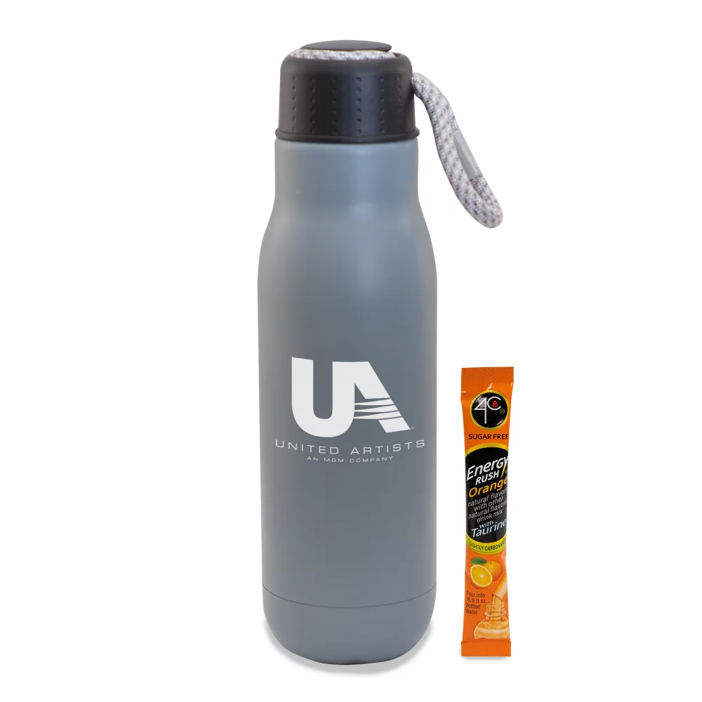 16 Oz. Matte Bottle W/ Bungee Lid And Energy Mix