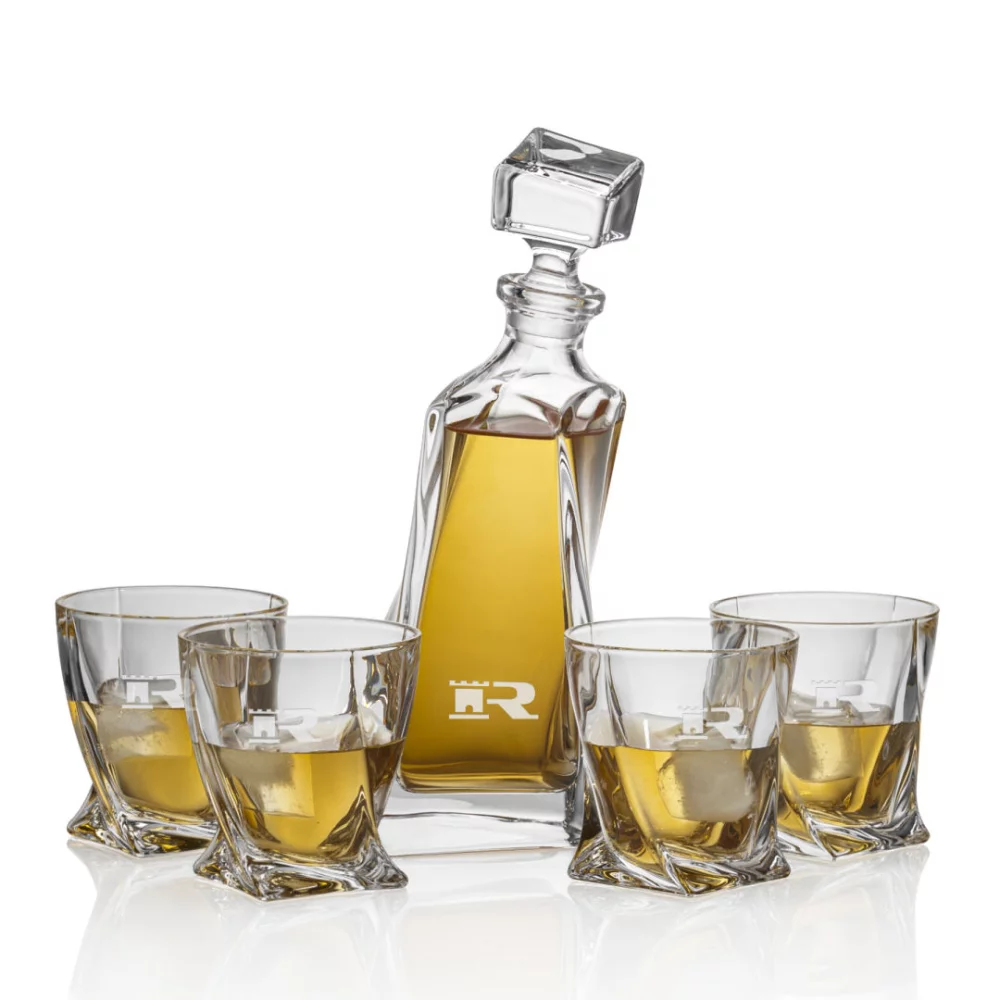 Carafe Bonham et 4 verres à whisky sur glace