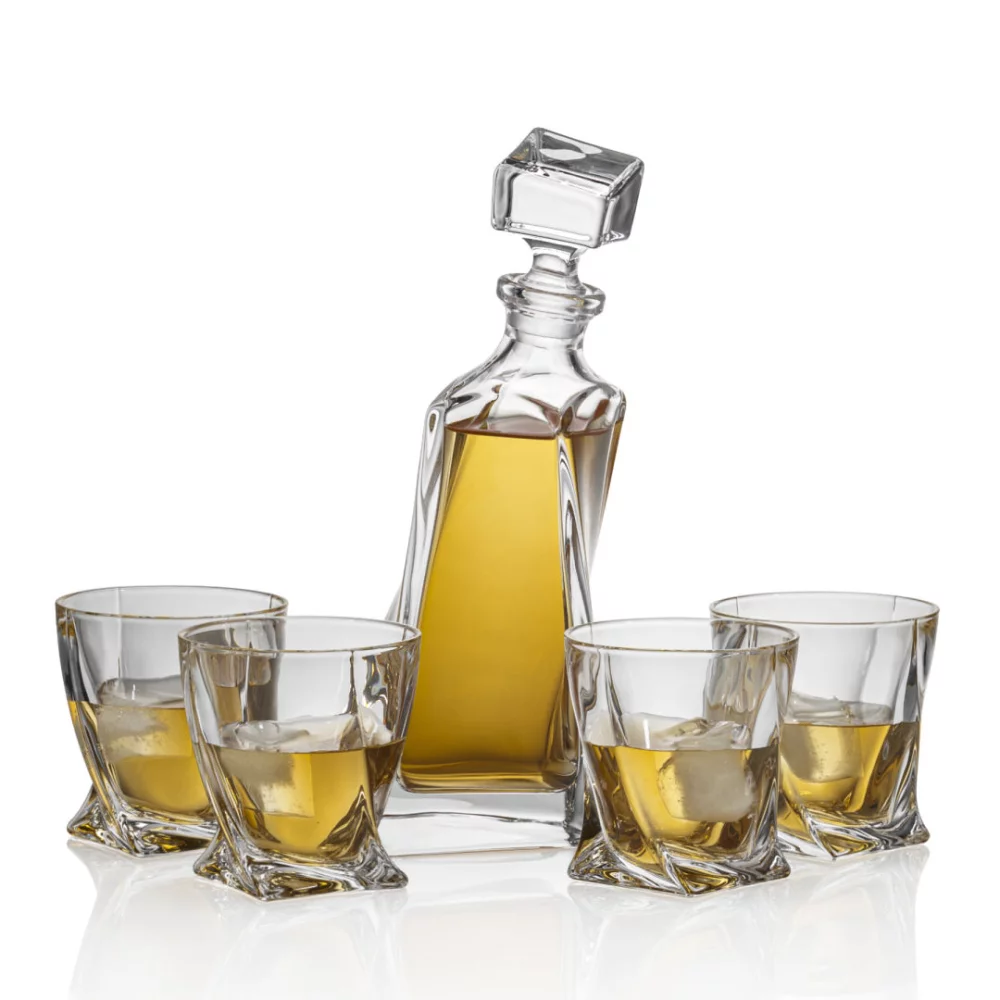 Carafe Bonham et 4 verres à whisky sur glace