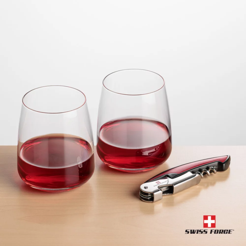 Ouvre-bouteille Swiss Force® et 2 bouteilles de vin Dunhill - Rouge