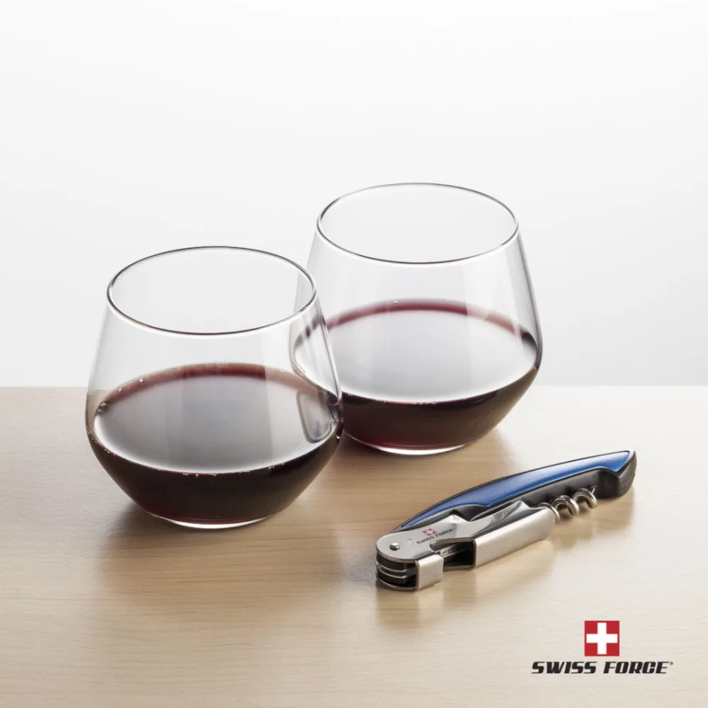 Swiss Force® Opener & 2 Mandelay Stemless - Blue