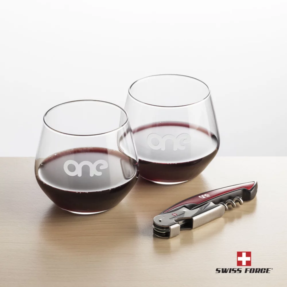 Swiss Force® Opener & 2 Mandelay Stemless - Red
