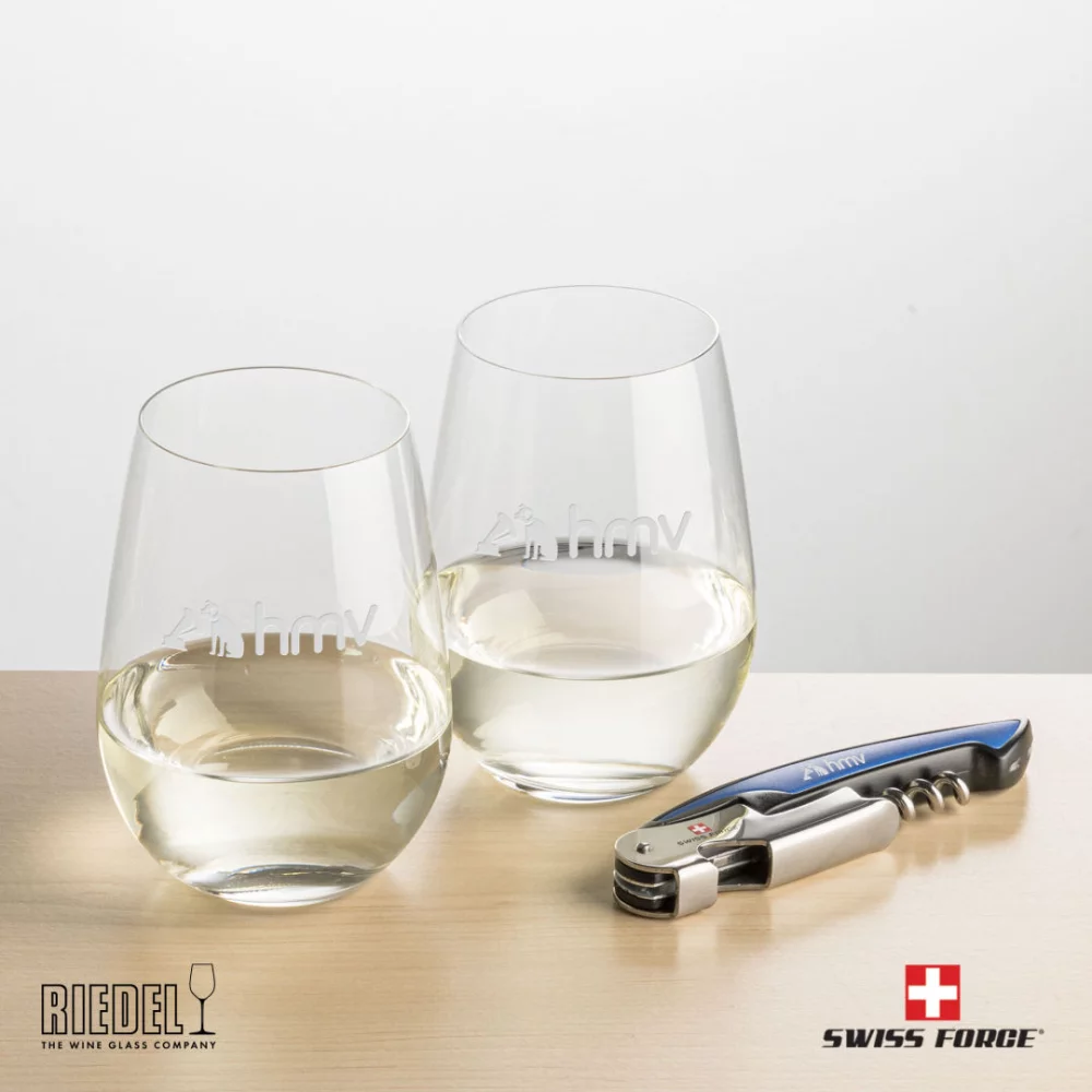 Swiss Force® Opener & 2 RIEDEL Wine - Blue
