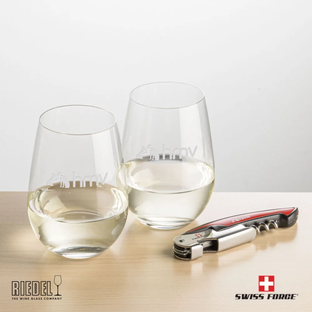 Ouvre-bouteille Swiss Force® et 2 verres à vin RIEDEL - Rouge