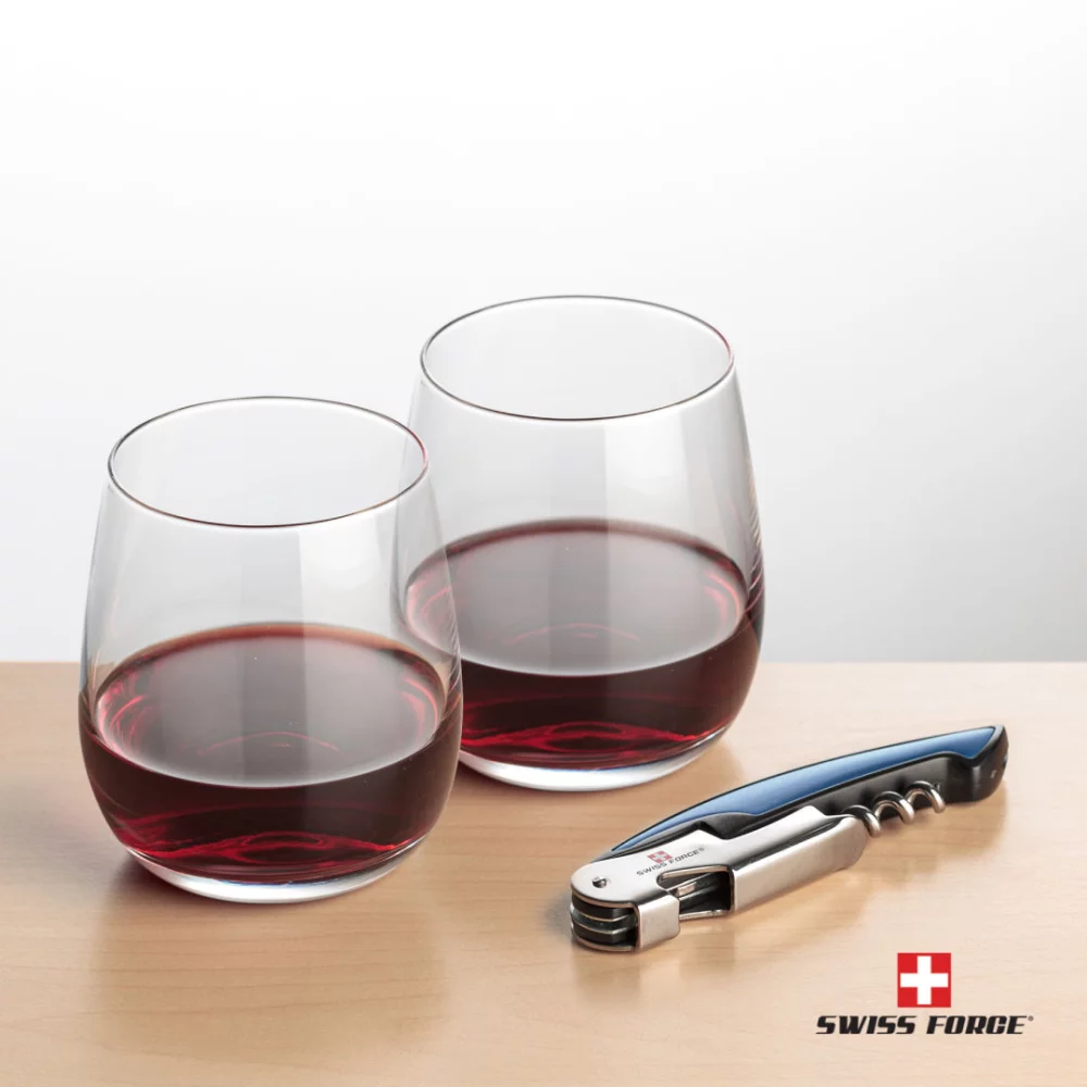 Swiss Force® Opener & 2 Crestview Wine - Blue