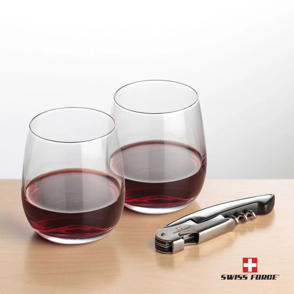 Swiss Force® Opener & 2 Crestview Wine - Silver