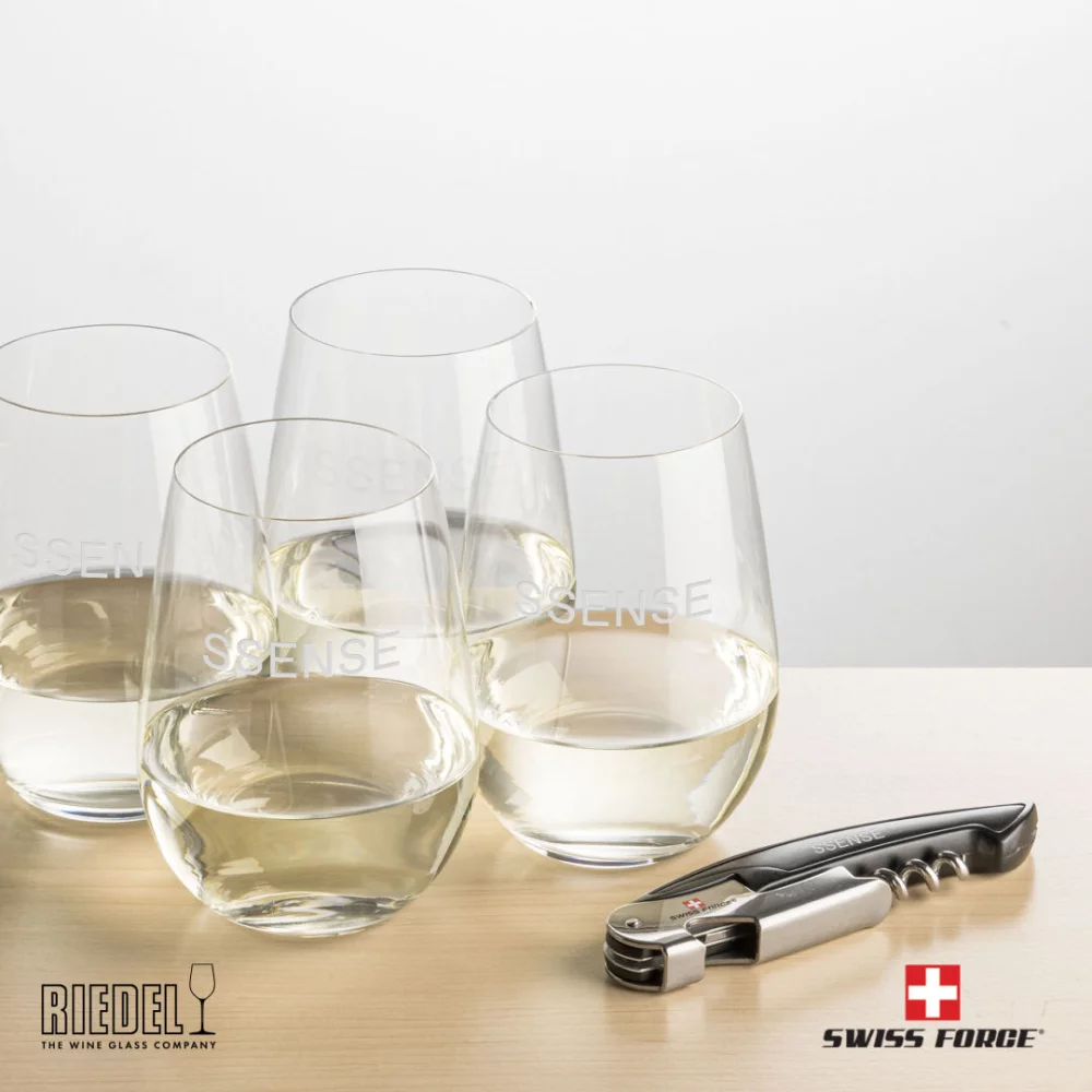 Swiss Force® Opener & 4 RIEDEL Wine - Black