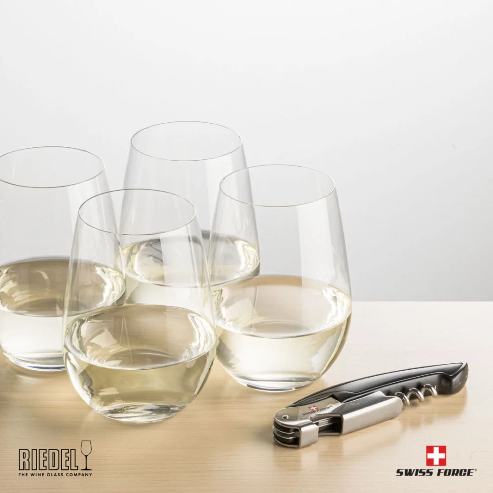 Swiss Force® Opener & 4 RIEDEL Wine - Black