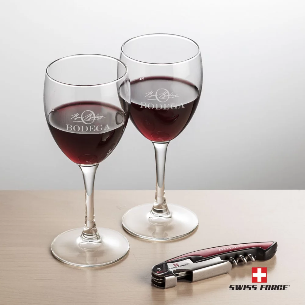 Ouvre-bouteille Swiss Force® et 2 bouteilles de vin Carberry - Rouge