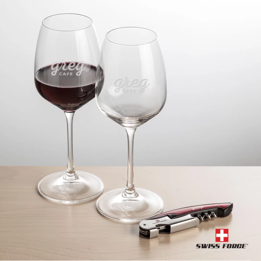 Ouvre-bouteille Swiss Force® et 2 bouteilles de vin Oldham - Rouge