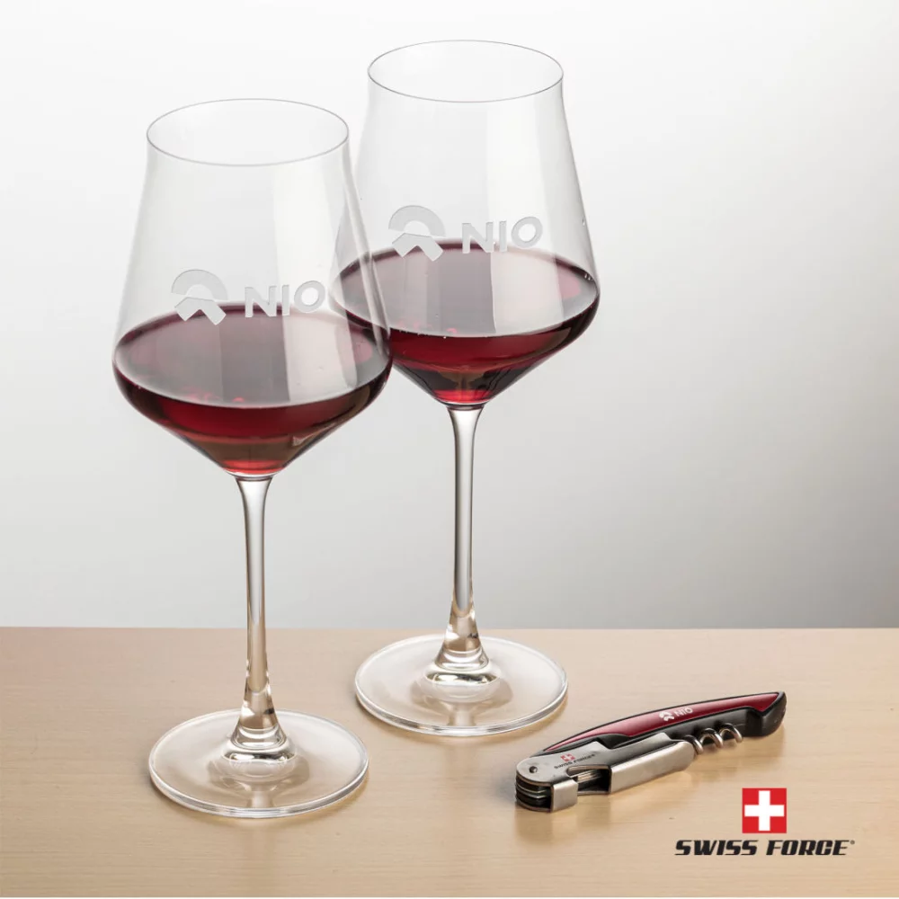 Ouvre-bouteille Swiss Force® et 2 bouteilles de vin Bretton - Rouge