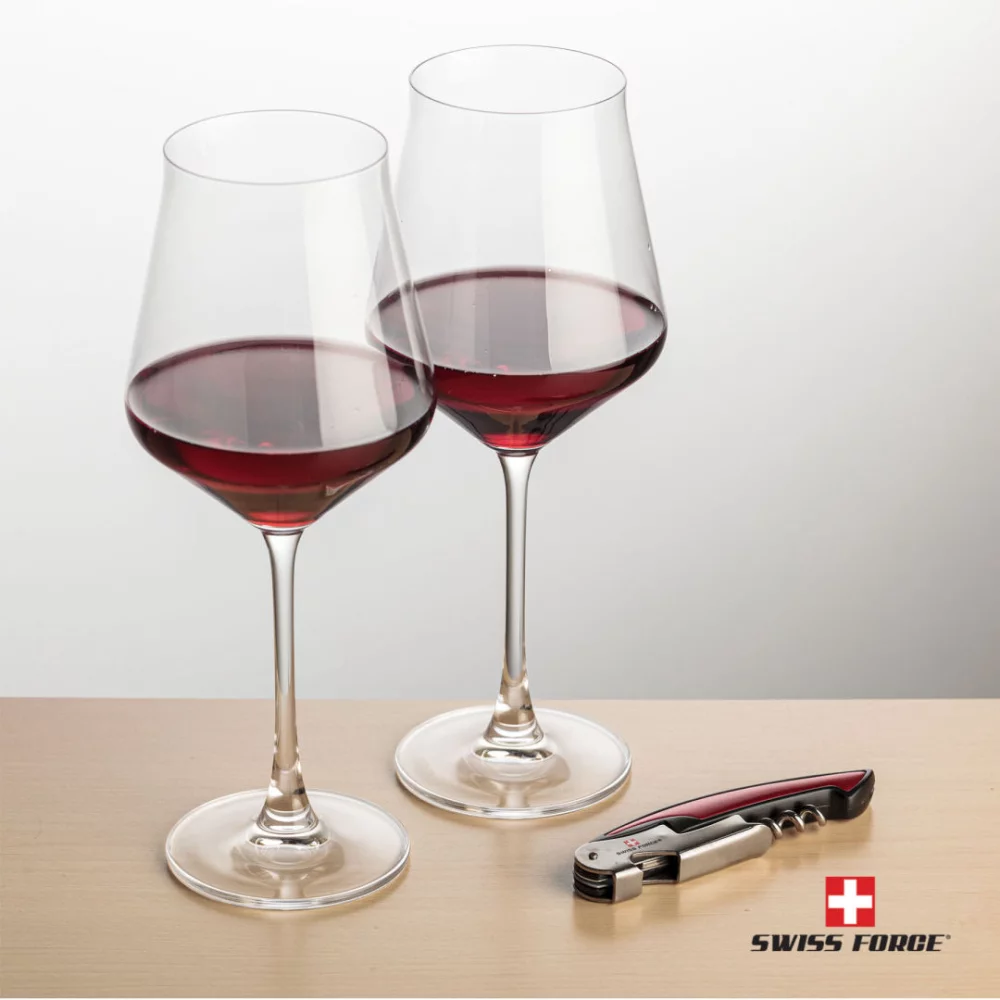 Ouvre-bouteille Swiss Force® et 2 bouteilles de vin Bretton - Rouge