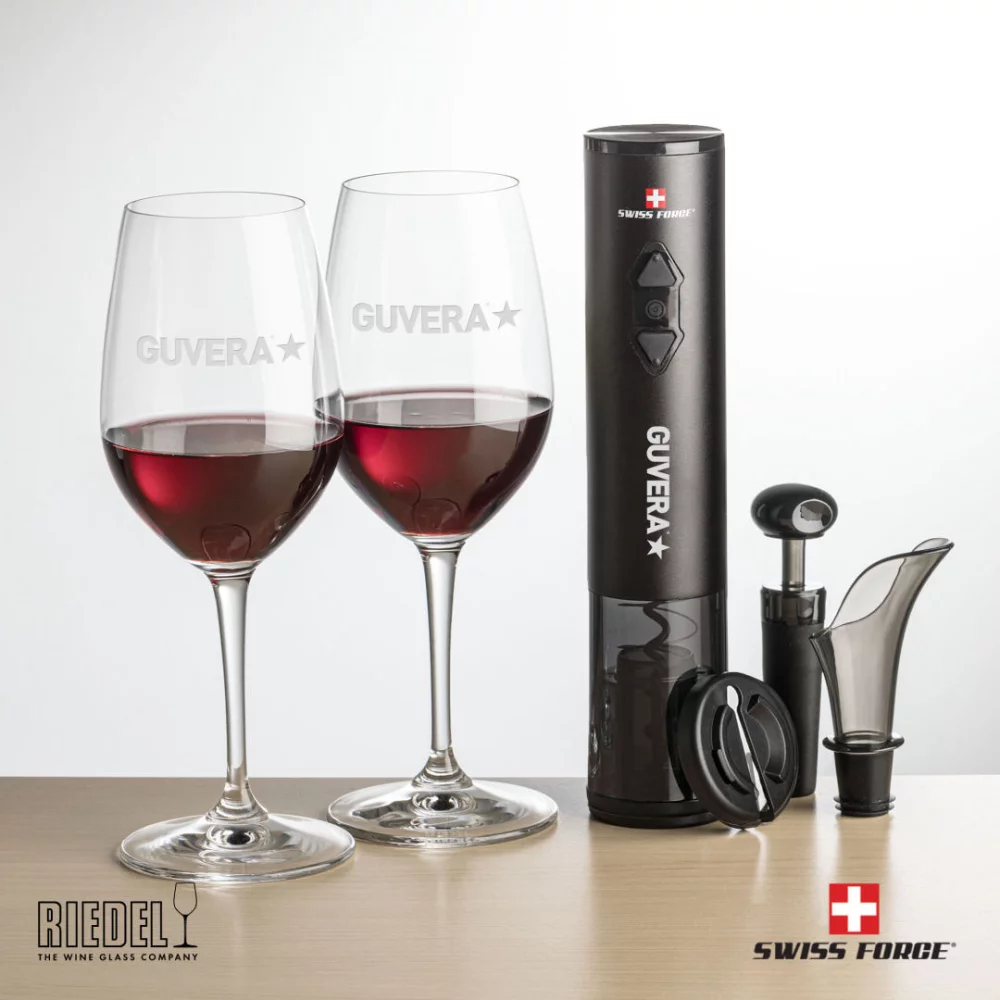 Ouvre-bouteille Swiss Force® et 2 verres à vin RIEDEL Oenologue