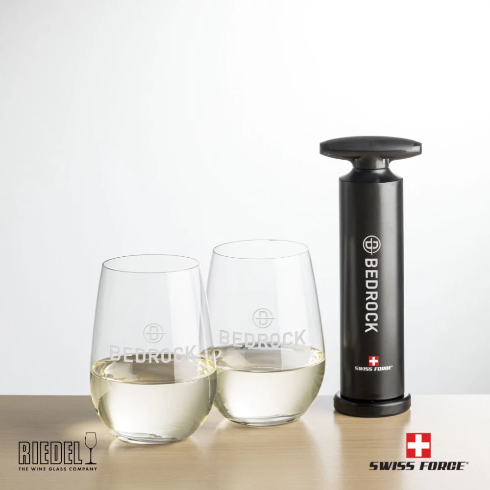Ouvre-bouteille Swiss Force® et 2 verres à vin sans pied RIEDEL
