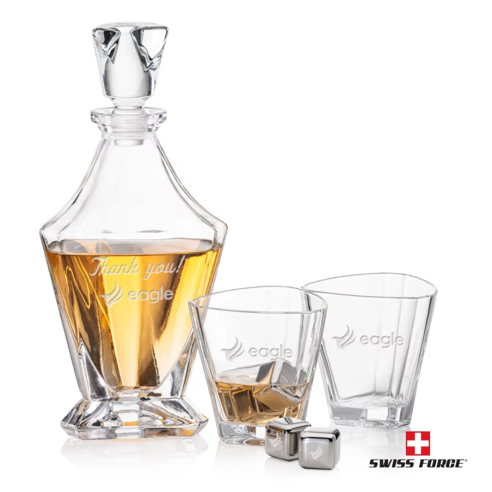 Ensemble de carafe Arellano 3 pièces et glaçons en acier inoxydable